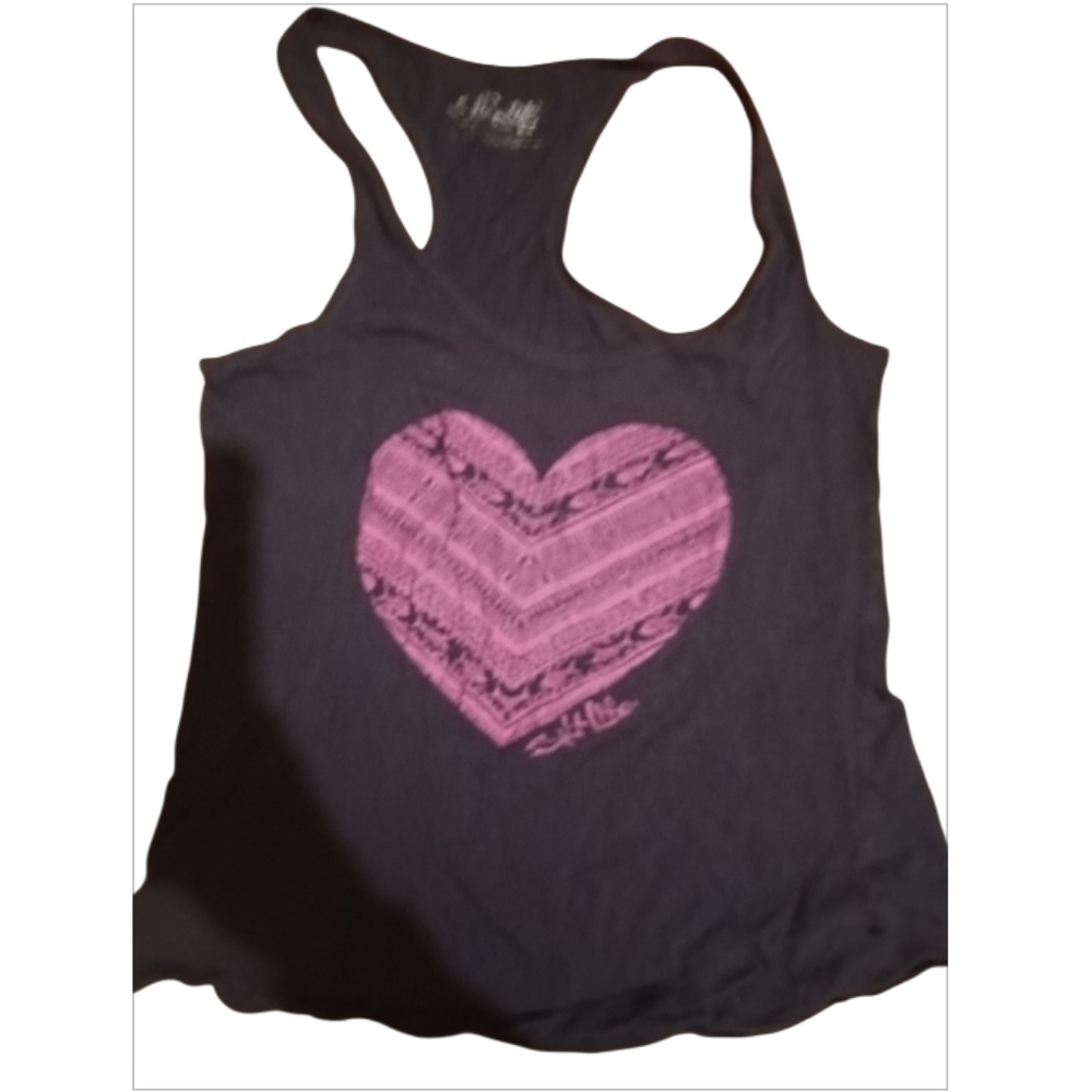 Salt Life Black Tank Top with Pink Heart